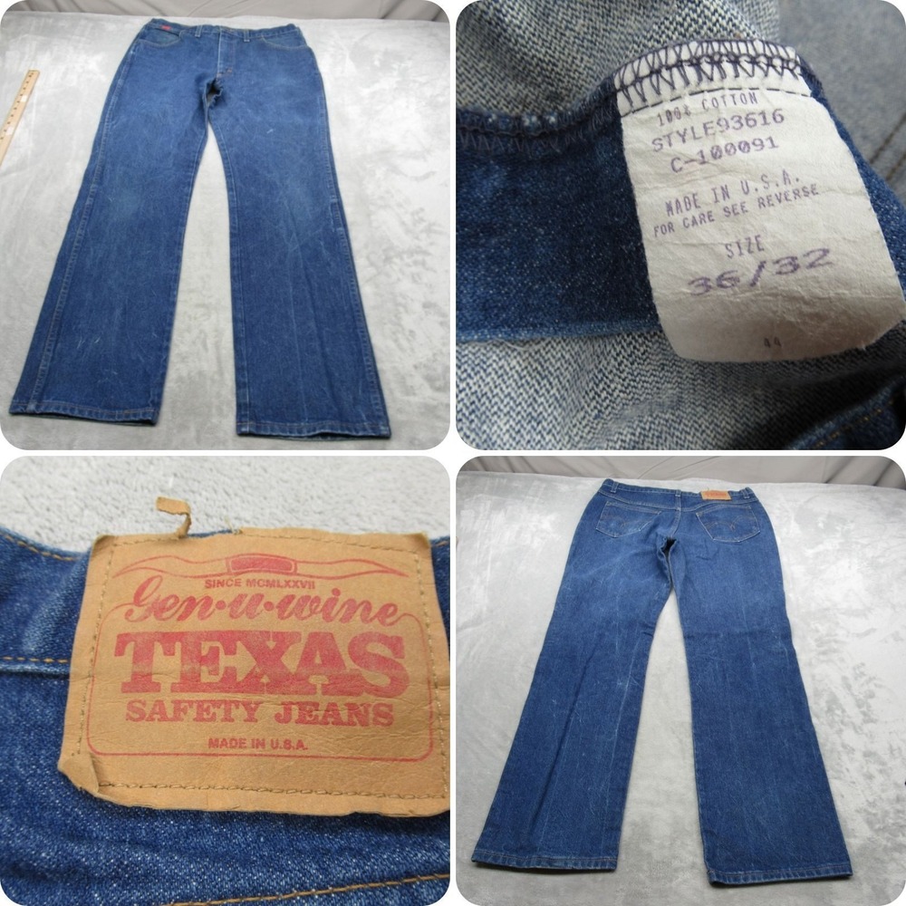 Texas Safety Jeans Mens 34x31 Medium Wash Denim Workwear Bootcut USA Made VTG‎